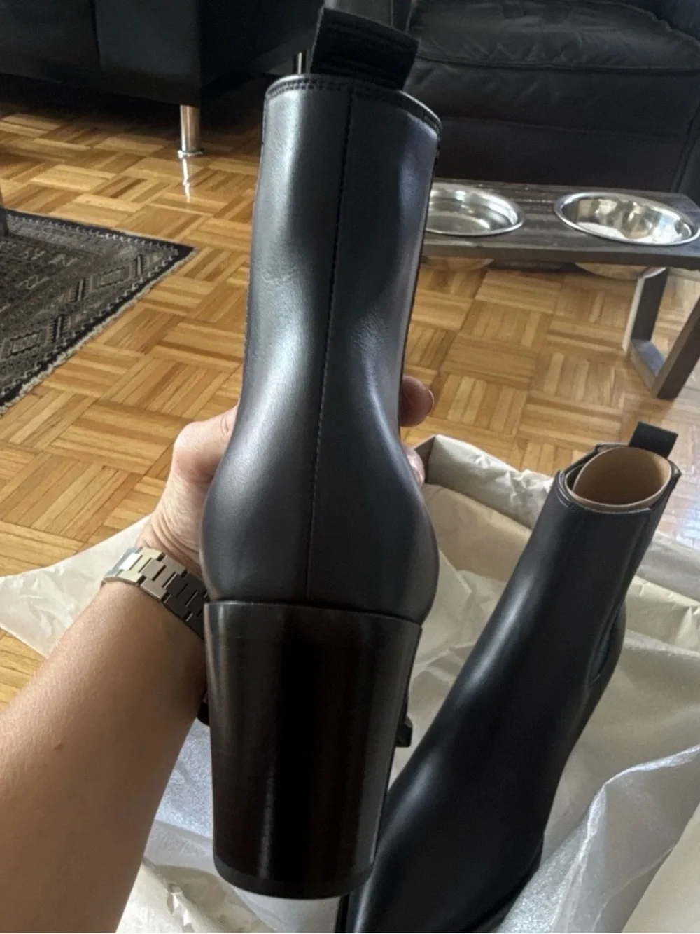 Gianvito Rossi Black Pointed Leather Chelsea Ankle Boots